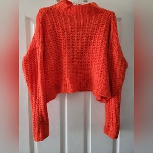 Orange Neon Aerie Cropped Knit Sweater Size XS